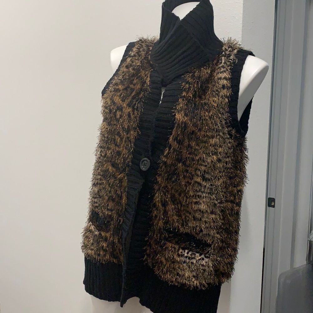Style & Co Furry One Button Vest with Pockets Size L